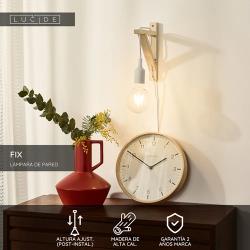 Lucide FIX - Lámpara de pared - 1xE27 - Blanco - USP